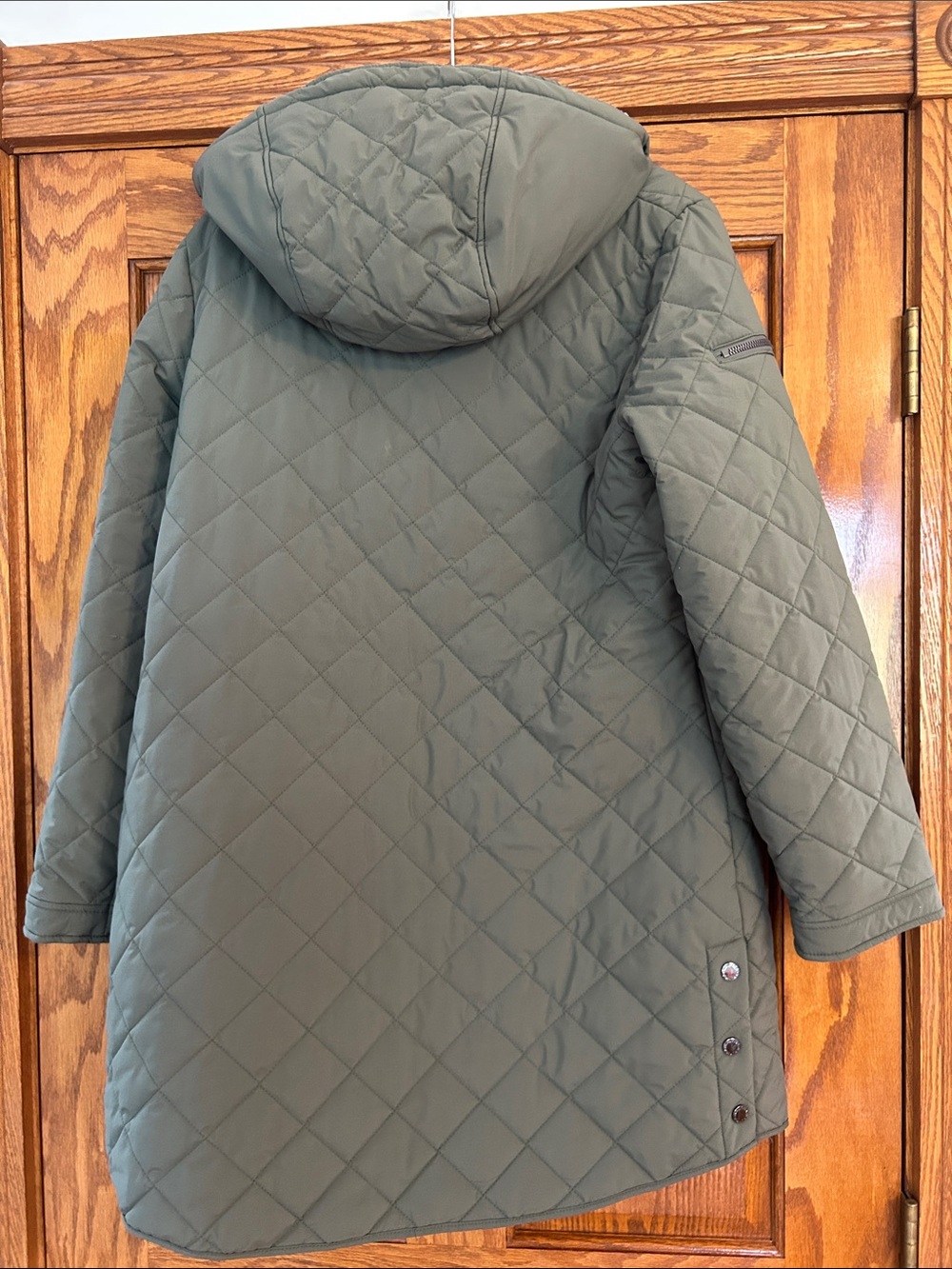 Nautica Quilted Hooded Coat in Olive - Picture 2 of 10